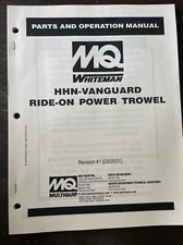 Multiquip Whiteman Ride-On Power Trowel HHN Operator's Manual Parts Book Service