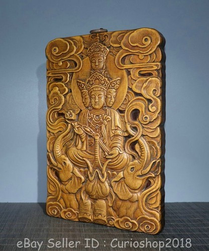 Colgante de pared Ksitigarbha Boddhisattva Ksitigarbha antiguo chino Huanghuali de 10,8" - Imagen 9 de 9