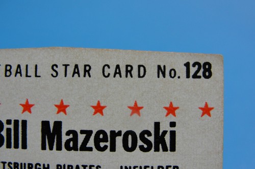 1961 POST #128 BILL MAZEROSKI--BOX CUT--PIRATES-- - Picture 2 of 3