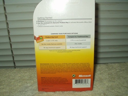 Microsoft Office Home and Student 2010 Full Retail Windows Key Card 1 PC License - Picture 2 of 2