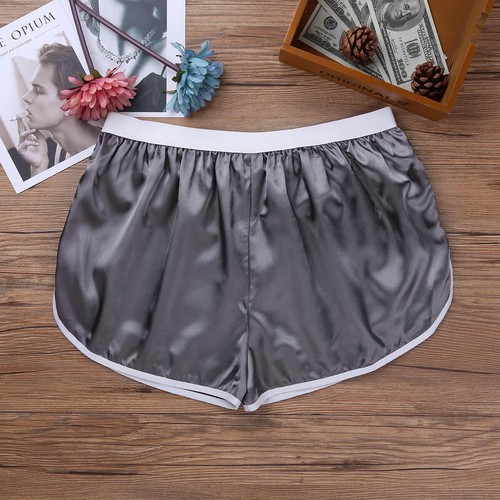Men's Shiny Silk Satin Boxer Shorts Casual Loose Underwear Soft Lounge Trunks - Bild 49 von 70