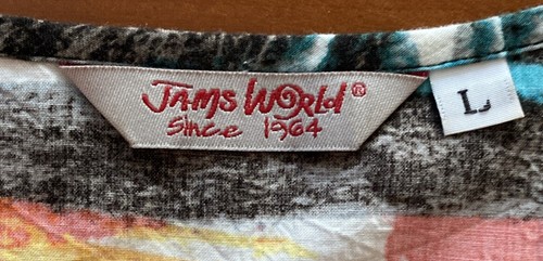 Jams World Blackjack Print Sz L  Hawaiian Tunic Top Short Dress Cold Shoulder - Picture 5 of 24