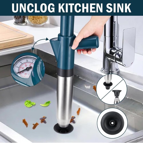 Electric Toilet Plunger Sink Unclogging Head High Pressure Drain Blaster-Blue US - Picture 4 of 14