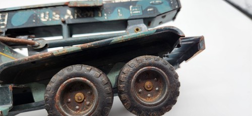 VINTAGE 1950'S US ARMY ROCKET LAUNCHER TRUCK TIN FRICTION MADE IN JAPAN ALPS 9" - Picture 20 of 23