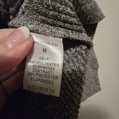 THML Anthropologie Womens Cowl Neck Sweater MED Tunic Crossover Gray Knit Tweed - Picture 6 of 12