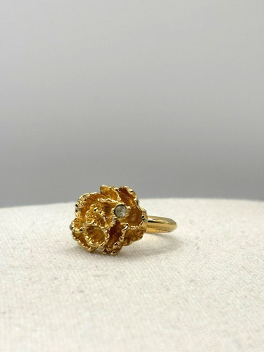 Vintage Avon Meer Koralle Kristall Strass goldfarben verstellbar Ringgröße 4,5 - Bild 16 von 20