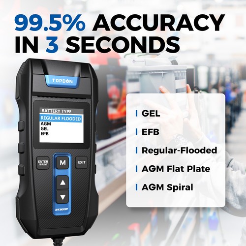 TOPDON BT300P 12V 24V Digital Battery Tester with Printer for Car Duty Truck - Picture 5 of 12