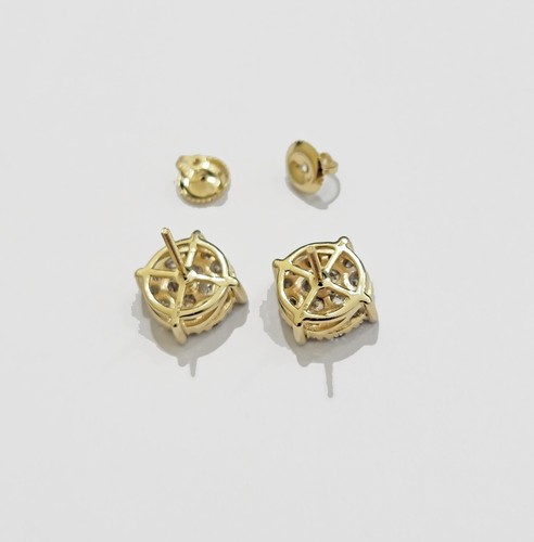 Real Diamond Stud Earring 10k Yellow Gold 1CT natural Diamond men Women Solid - Picture 8 of 8
