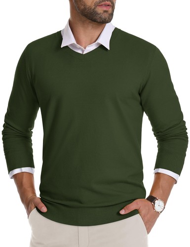 Herren V-Ausschnitt Pullover Langarm Strickpullover weich leicht Freizeitpullover - Bild 20 von 96