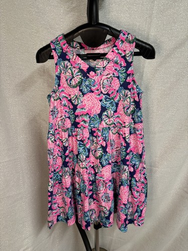 Lilly Pulitzer Girls Multicolor Floral Cotton Sleeveless Shift Dress Sz L 8/10 - Picture 1 of 8