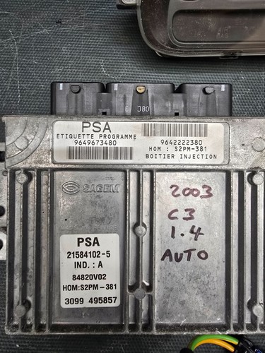 CITROEN C3 MK1 1.4 PETROL AUTOMATIC ECU KIT SET ECU BSI IGNITION KEY 9642222380 - Picture 2 of 6