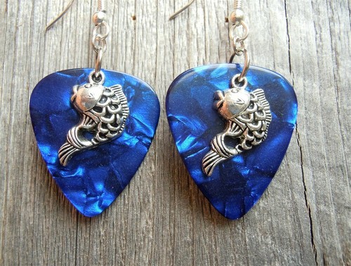 Koi Fish Charm Guitar Pick Earrings - Pick Your Color - Picture 6 of 10
