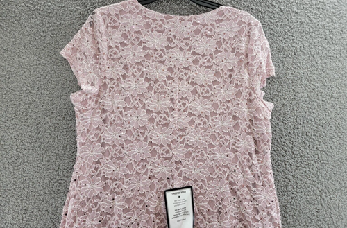 Connected Plus Size Lace Dress Women's 20W Pale Orchid V-Neck Floral Pullover - Picture 11 of 15
