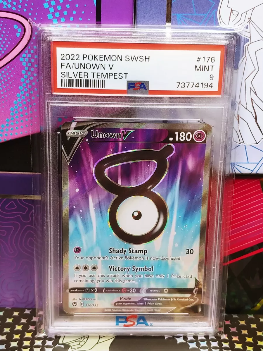 2022 Pokemon Full Art Unown V Silver Tempest PSA 9