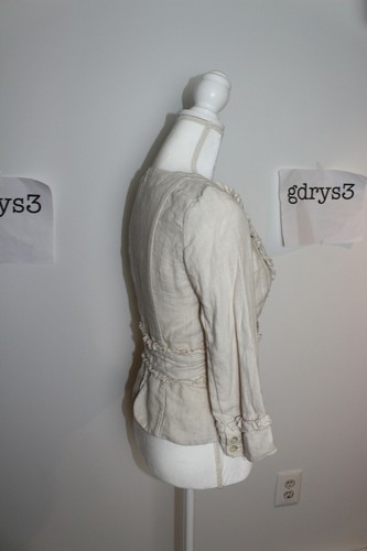 NWT Anthropologie idra Present Yourself Creme Linen Bow Blazer, Women's Sz 0 - Picture 3 of 11