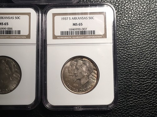 Arkansas commemorative half dollars 1937 PDS 1 Ms66 2 MS65 Nice Original - Picture 6 of 11
