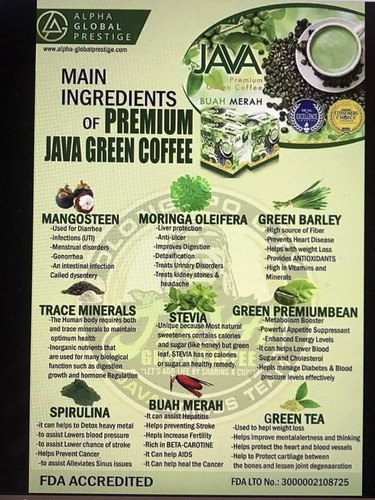 JAVA Instant Green Coffee Moringa & Other Ingredients Powder Drink Mix Mild - Picture 11 of 11