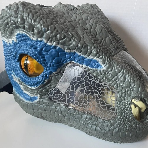 Jurassic World 2017 Mattel Chomp 'n Roar Mask Velociraptor Blue Mask Sound Works - Picture 4 of 11