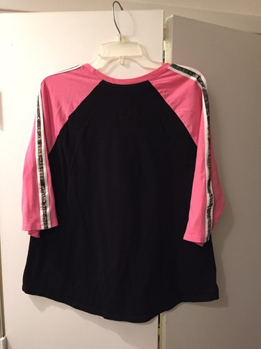 Realtree 3/4 Sleeve Black & Pink Camo Accent Top Shirt XL 16-18 - Picture 3 of 3