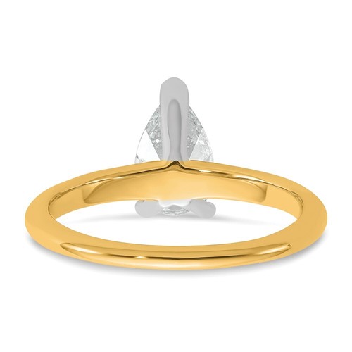 14k Two-Tone Gold Pear 1ct Lab Grown Diamond Solitaire Ring Size 7 (VS/SI, G-H) - Picture 7 of 8