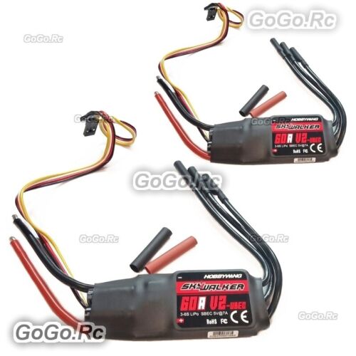 2 Pcs Hobbywing Skywalker 3-6S UBEC 60A V2 Brushless Electronic Speed Controller - Picture 2 of 2