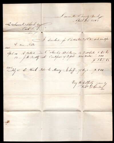 US 1848 LANCASTER, PA. IN BLUE AND "5" POSTAGE ON FOLDED LETTER TO COLUMBIA BANK - Picture 3 of 3