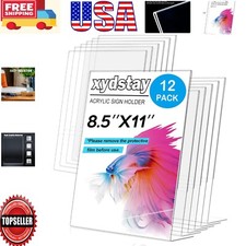 Elegant L-Shaped Acrylic Menu Holder 12-Pack - Unbreakable Display Stand