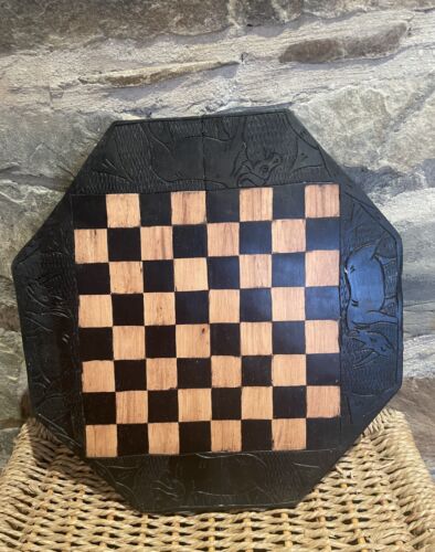 Tablero de ajedrez de madera (8 pulgadas) tallado a mano en Kenia - Imagen 2 de 5