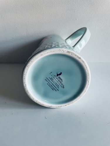 Matceramica Pale Aqua Blue 32 oz Pitcher Raised Dot Border Made in Portugal EUC - Picture 8 of 9