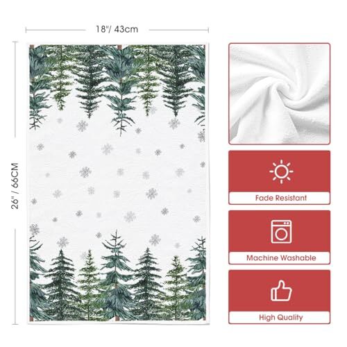 Hello Snowflakes Winter Kitchen Towels Dish Towels, 18x26 Inch 18" x 26" Beige - Bild 6 von 6