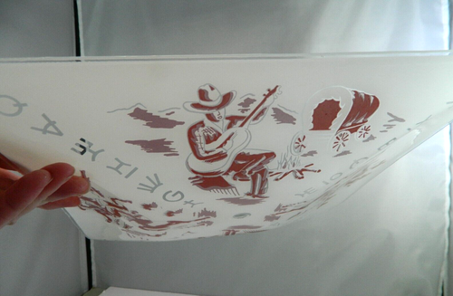 Cowboy Western Theme Ceiling Light Frosted White Glass Shade Only Vintage - Picture 15 of 17