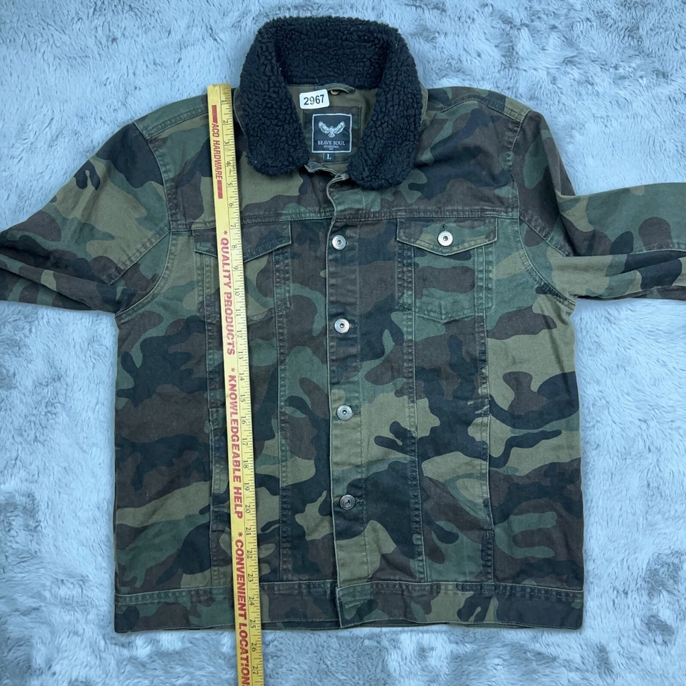 Chaqueta Brave Soul Para Hombre Grande Bosque Camuflaje Estampado Polar Cuello Abotonado Foto 4 de 4