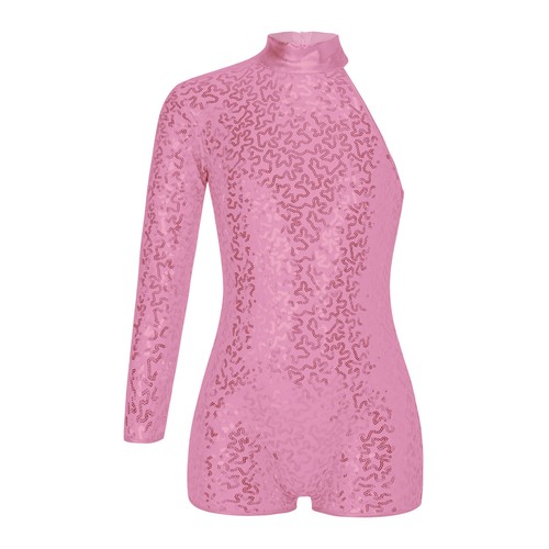 Kids Girls Rompers Stylish Dance Closure Back Bodysuit Zipper Dancewear Shiny - Picture 36 of 56