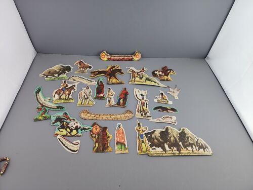 Indianer Büffel Papier Stanzen Schnitt Aufstehen Spielen Set Fehler Vintage - Bild 2 von 5