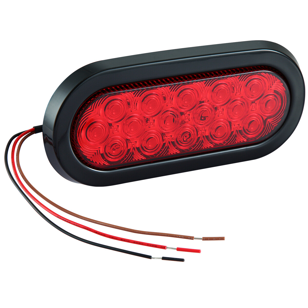 Red 6" Oval Trailer Lights 16 LED Stop Turn Tail Truck Sealed Grommet