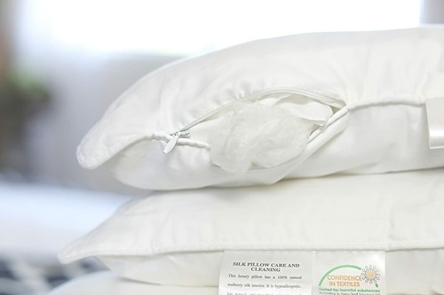 Pair of Mulberry Silk-Filled Pillows. Microfiber Inner Core for Extra Support. - Picture 6 of 19