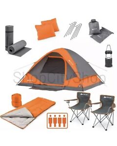 NEW Ozark Trail 22-Piece Camping Combo Tent Set 4 Person Carry-all Bag Orange
