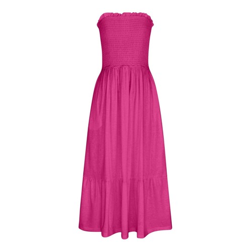 Women's Summer Strapless Tube Top Maxi Dress Off Shoulder Boho Beach Long Dress - Picture 3 of 42