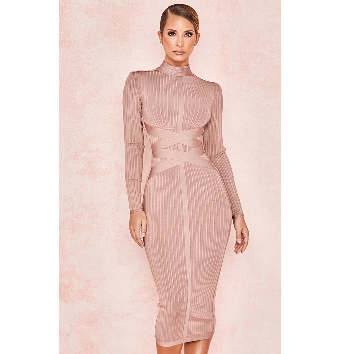 New lace-up vest Long-sleeved knit dress New lace-up vest Long-sleeved knit dress