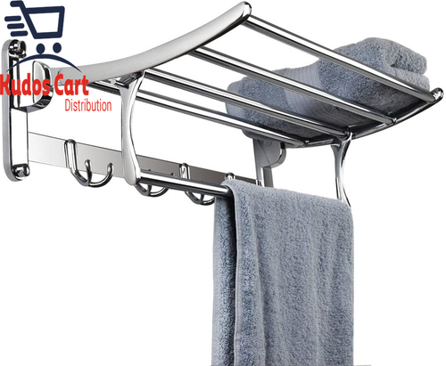 Stainless Steel Wall Mount Bathroom Towel Rack Shelf Holder Hook Rail Storage UK - Picture 10 of 12