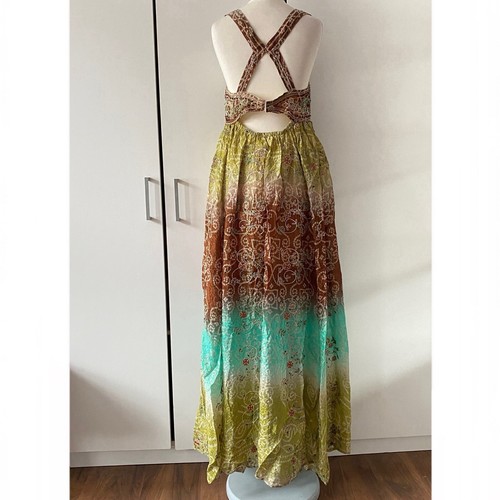 Free People Into The Nights Beaded Embroidered Floral Flowy Maxi Dress Size M - Picture 5 of 16