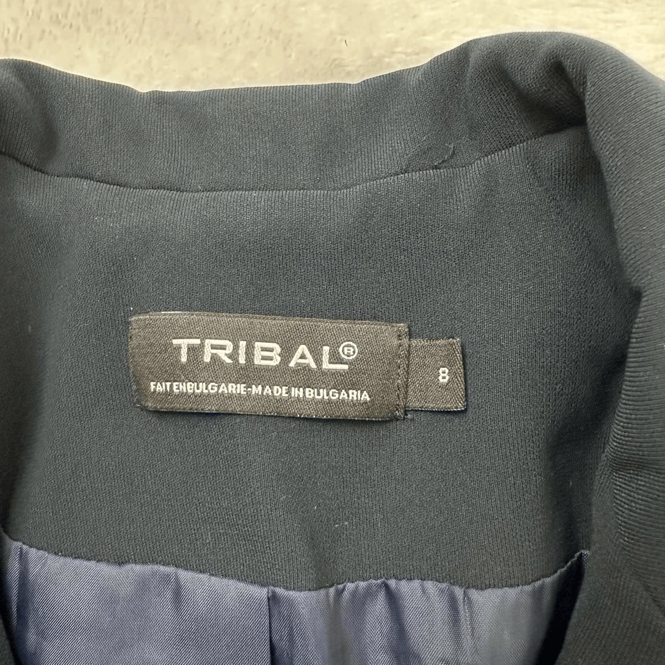 Chaqueta Blazer Tribal Para Mujer 8 Gran Tamaño Botón Único Azul Marino Oficina Academia Foto 3 de 4