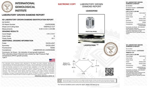 Engagement Ring Emerald Cut IGI GIA 3.90 Ct Lab Created Diamond 14K White Gold - Picture 5 of 5