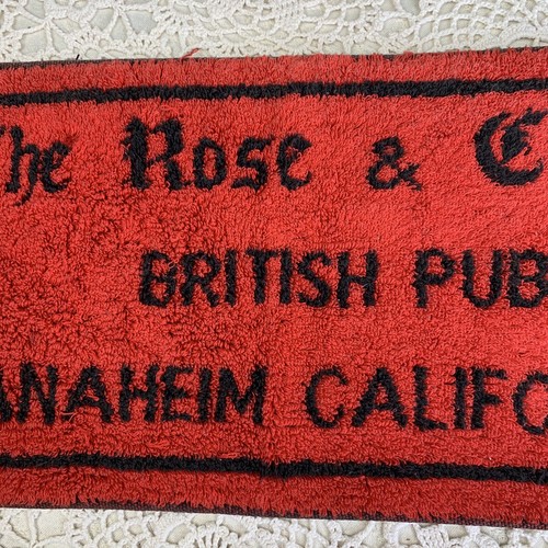 Vintage British Pub Bar Towel Rose & Crown Runner Anaheim Calif RARE - Picture 4 of 8