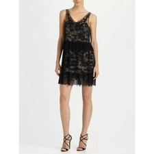NWT BCBGMAXAZRIA BLACK GULLY TULLE LACE SEQUINS DRESS NST6N932-001 SIZE 8