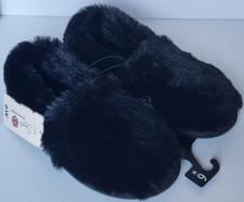 Secret Treasures Women's Black Faux Fur Aline Slippers Size 6W NEW WITHOUT BOX