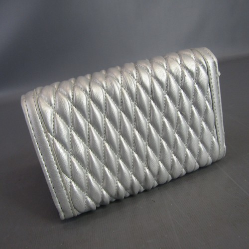 Anne Klein Quilted Leather Wallet 3.75" x 5.75" Clutch Purse Gray Silver - Picture 2 of 5