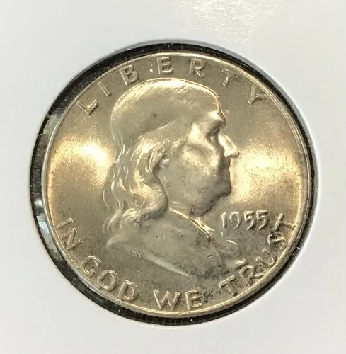 1955 Franklin Half Dollar, 90% Silver, Free Shipping.