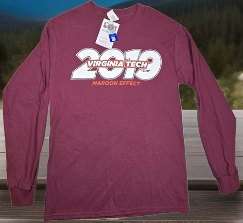 Virginia Tech Hokies Shirt Herren Small S weinrot Effekt hat Etikett Mängel 2019