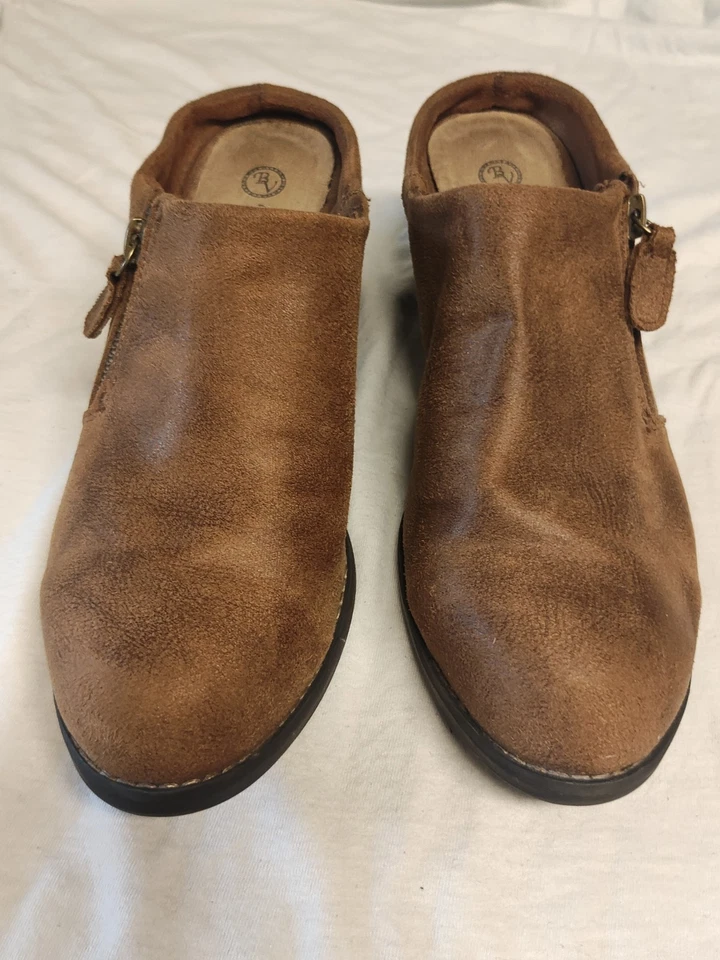 Bella Vita Carlene Chunky Heel Western Mules Womens 7.5 M Brown Suede Leather - Image 2 of 4